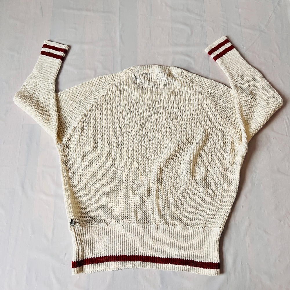 Scotch & Soda open knit sweater cream red stripes Ramie Cotton charm size 2 Rare - Picture 9 of 12